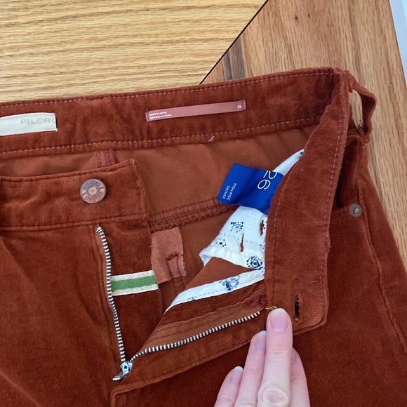 Anthropologie Pilcro High Rise Skinny Pants Corduroy Rust Orange size 26 - Picture 12 of 16